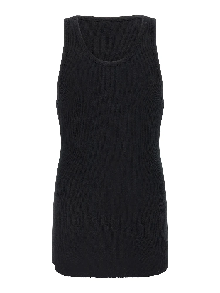 Black Cotton Sleeveles T-Shirt