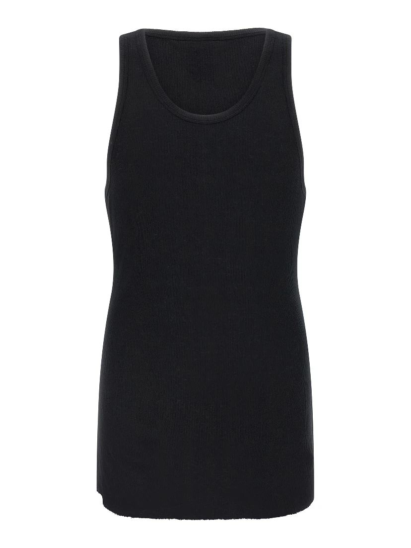 Black Cotton Sleeveles T-Shirt
