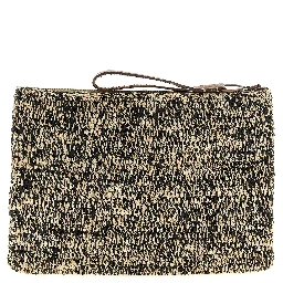 Bicolor Raffia Clutch Bag