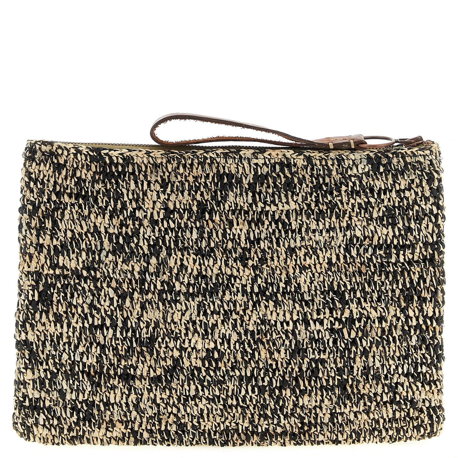 Bicolor Raffia Clutch Bag