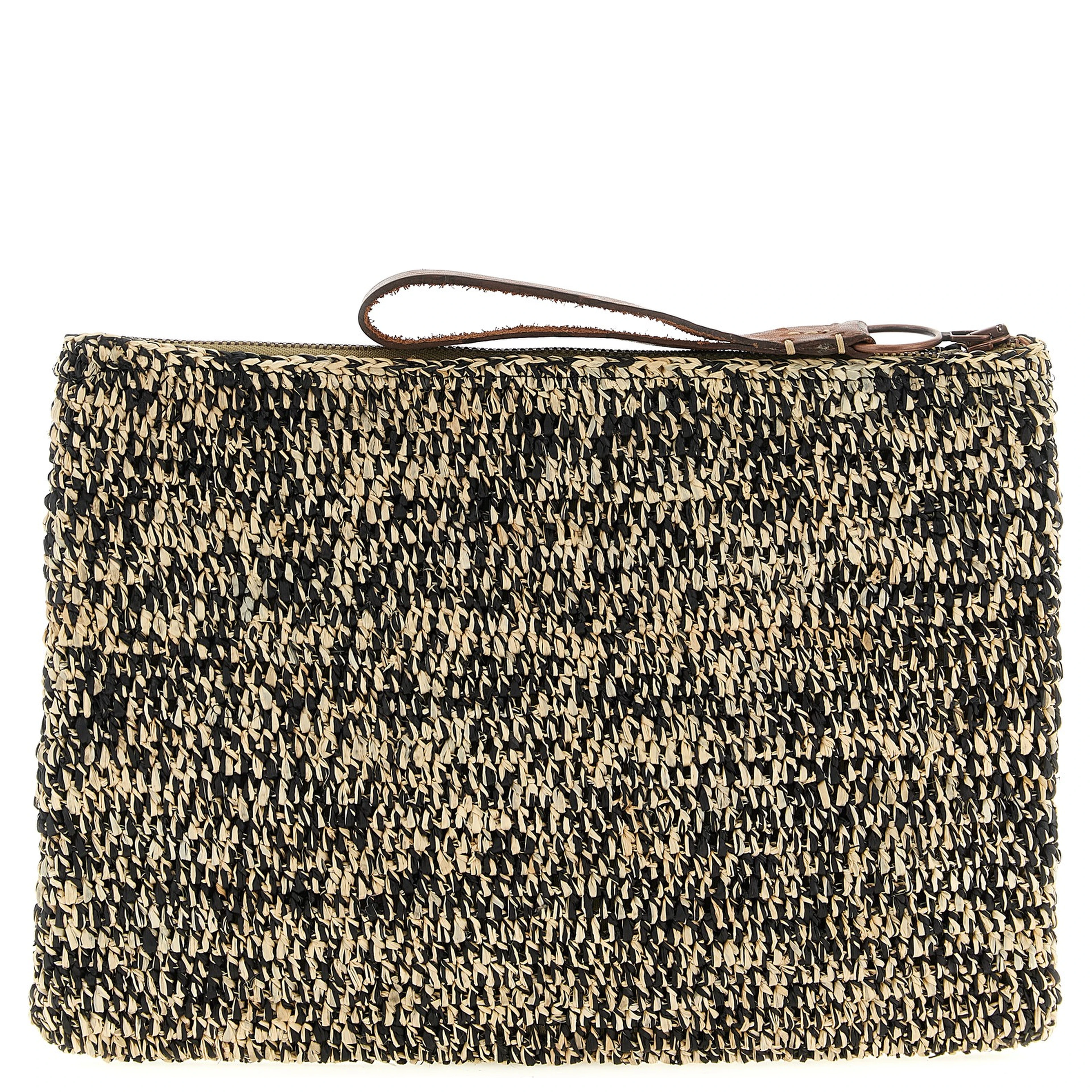 Bicolor Raffia Clutch Bag
