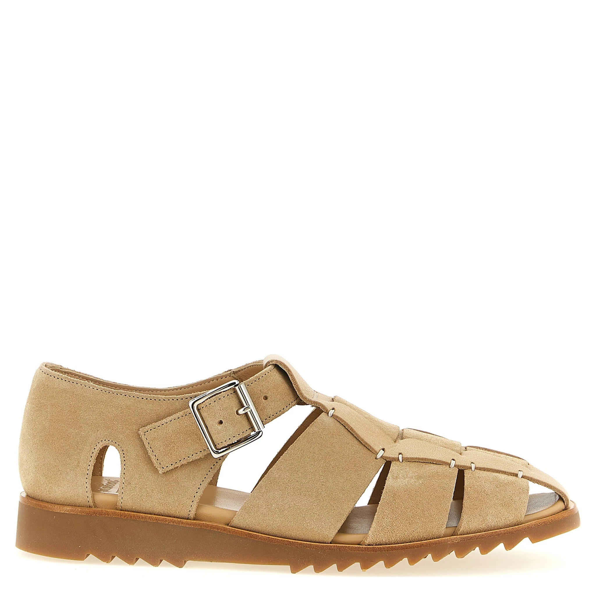 Beige Calfskin Flat Sandals