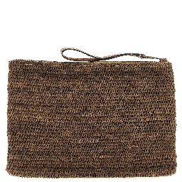 Brown Raffia Clutch Bag