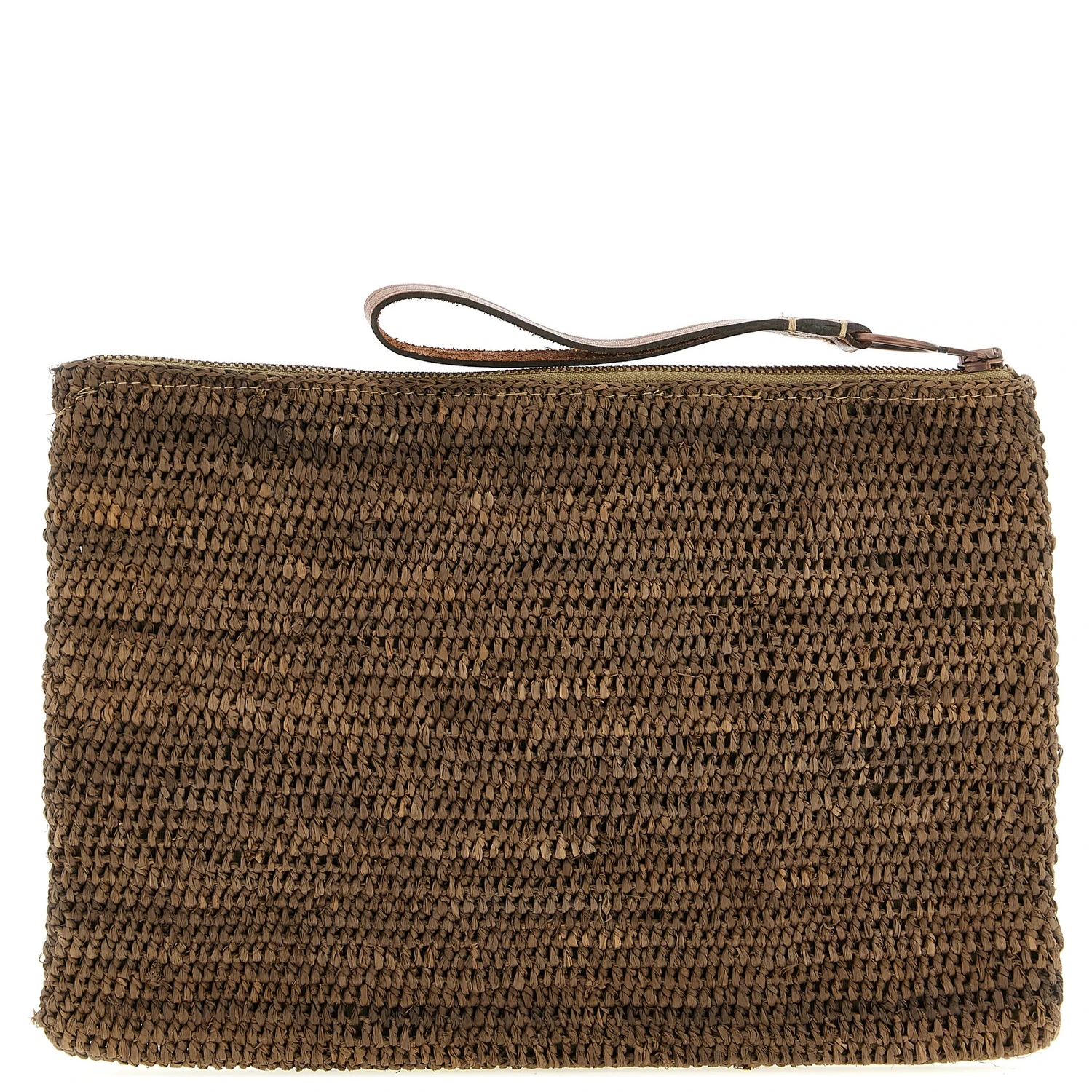 Brown Raffia Clutch Bag