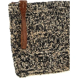 Bicolor Raffia Clutch Bag