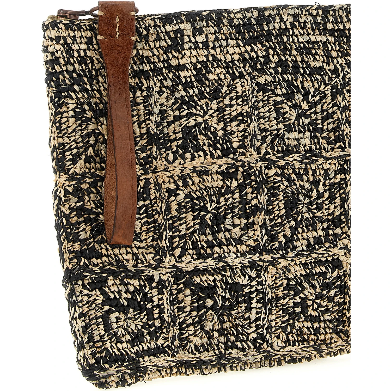 Bicolor Raffia Clutch Bag