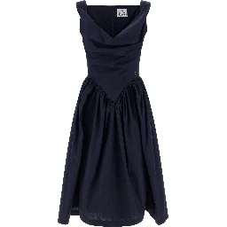 Blue Cotton Midi Dress