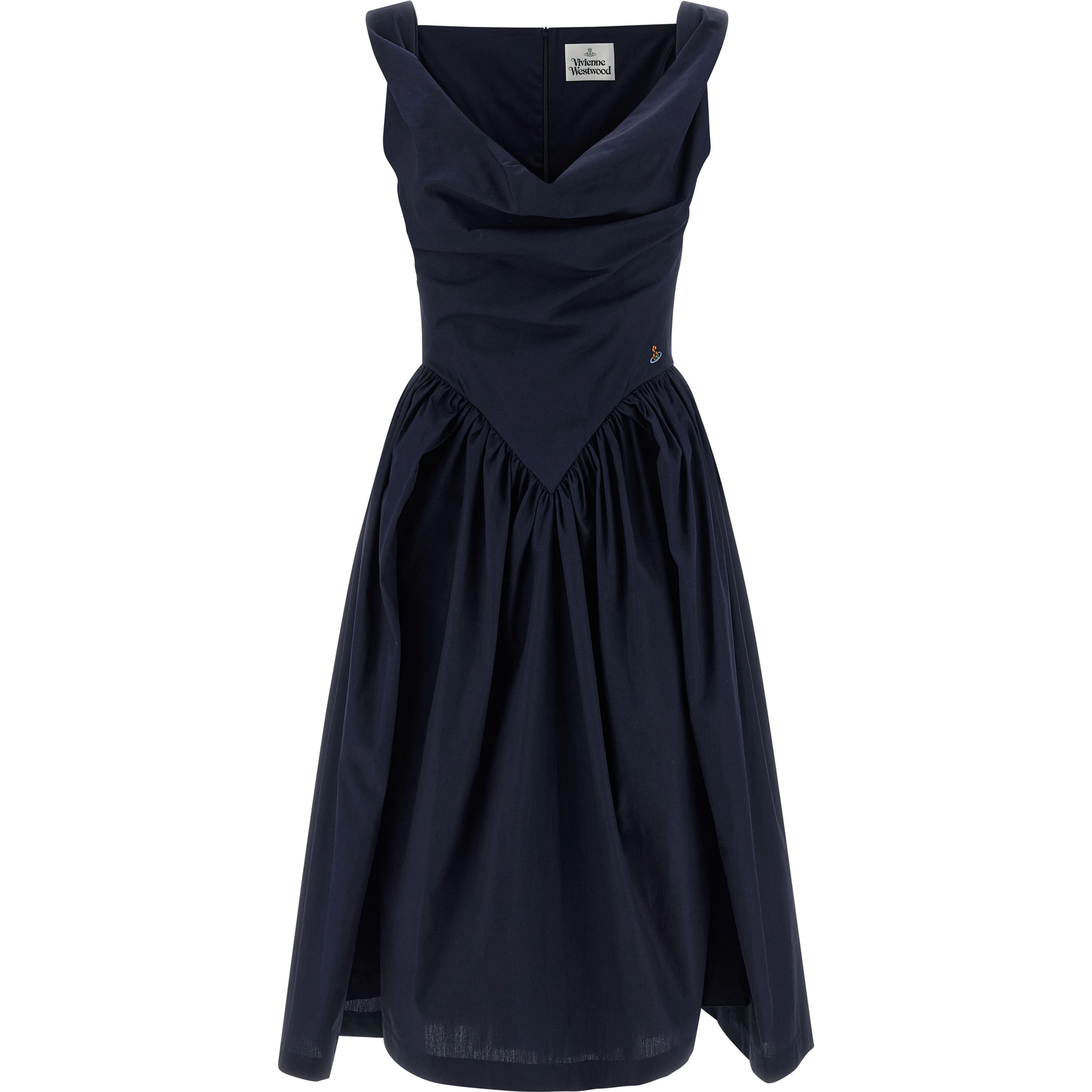 Blue Cotton Midi Dress