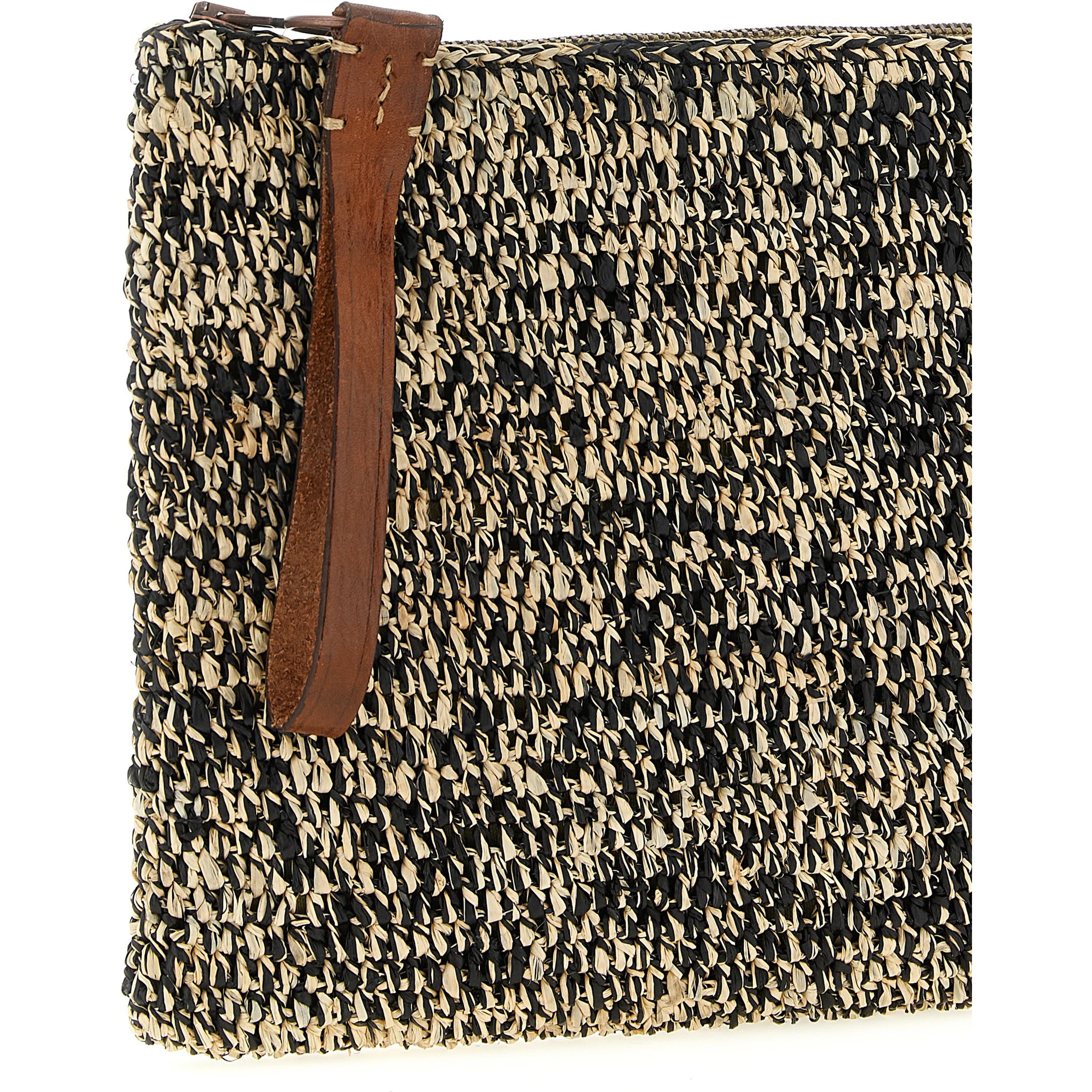 Bicolor Raffia Clutch Bag