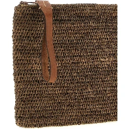 Brown Raffia Clutch Bag