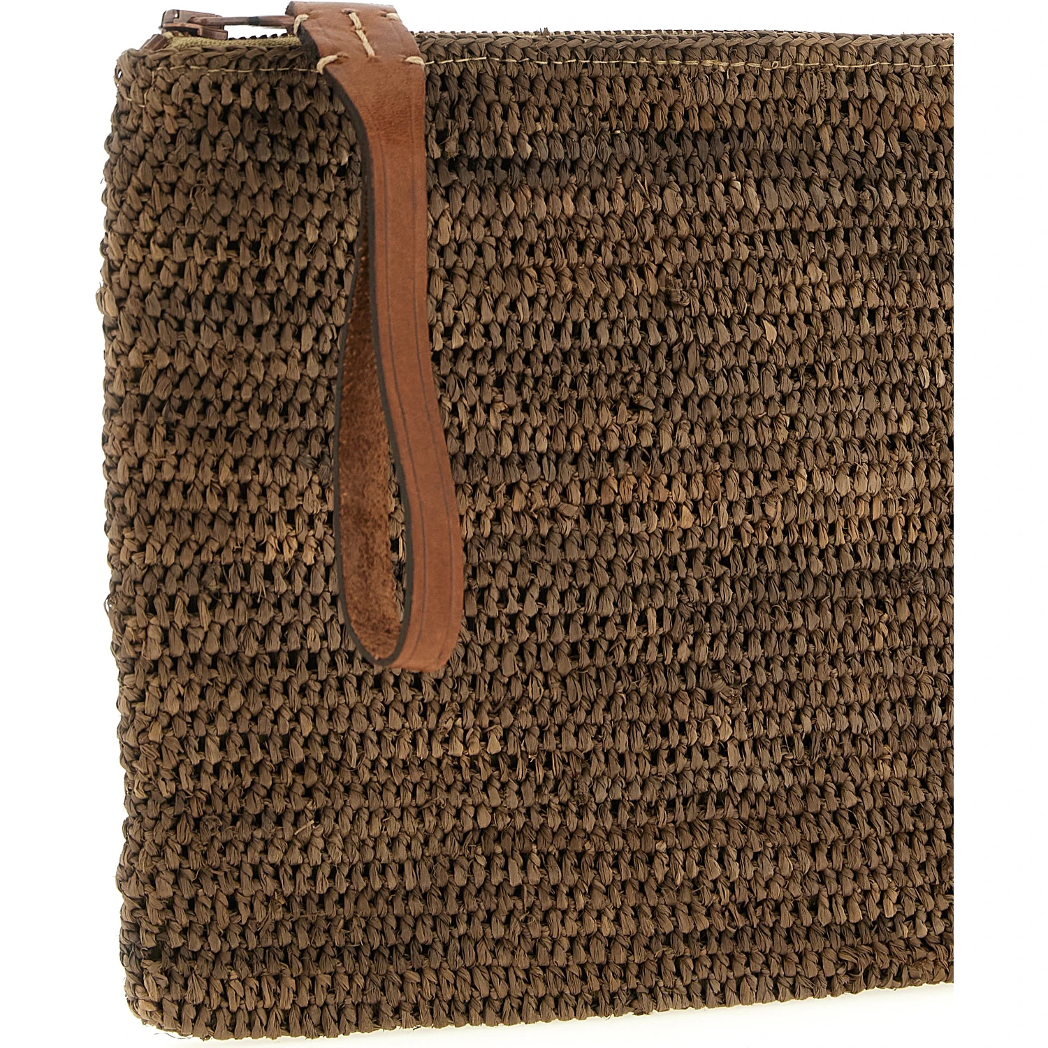 Brown Raffia Clutch Bag