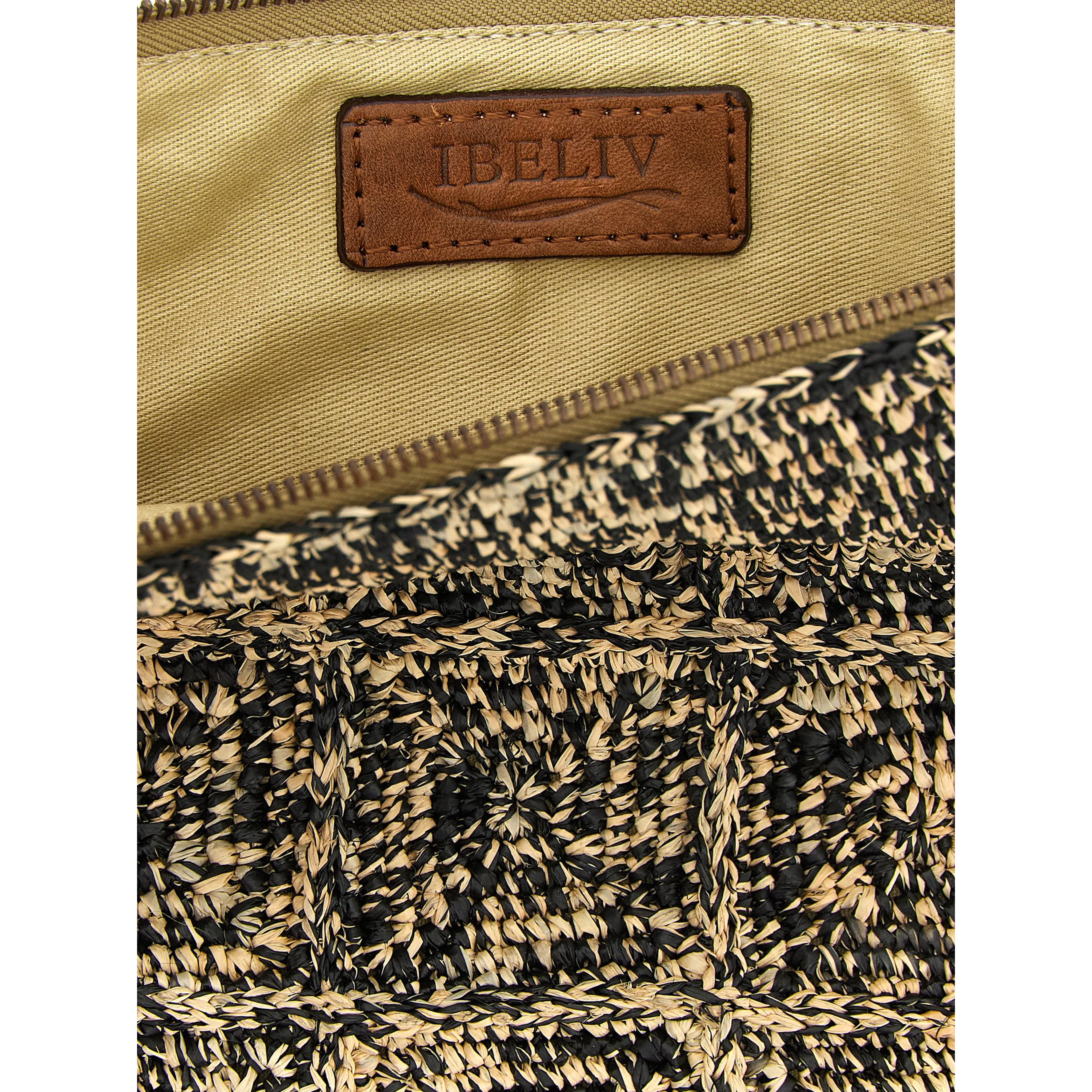 Bicolor Raffia Clutch Bag