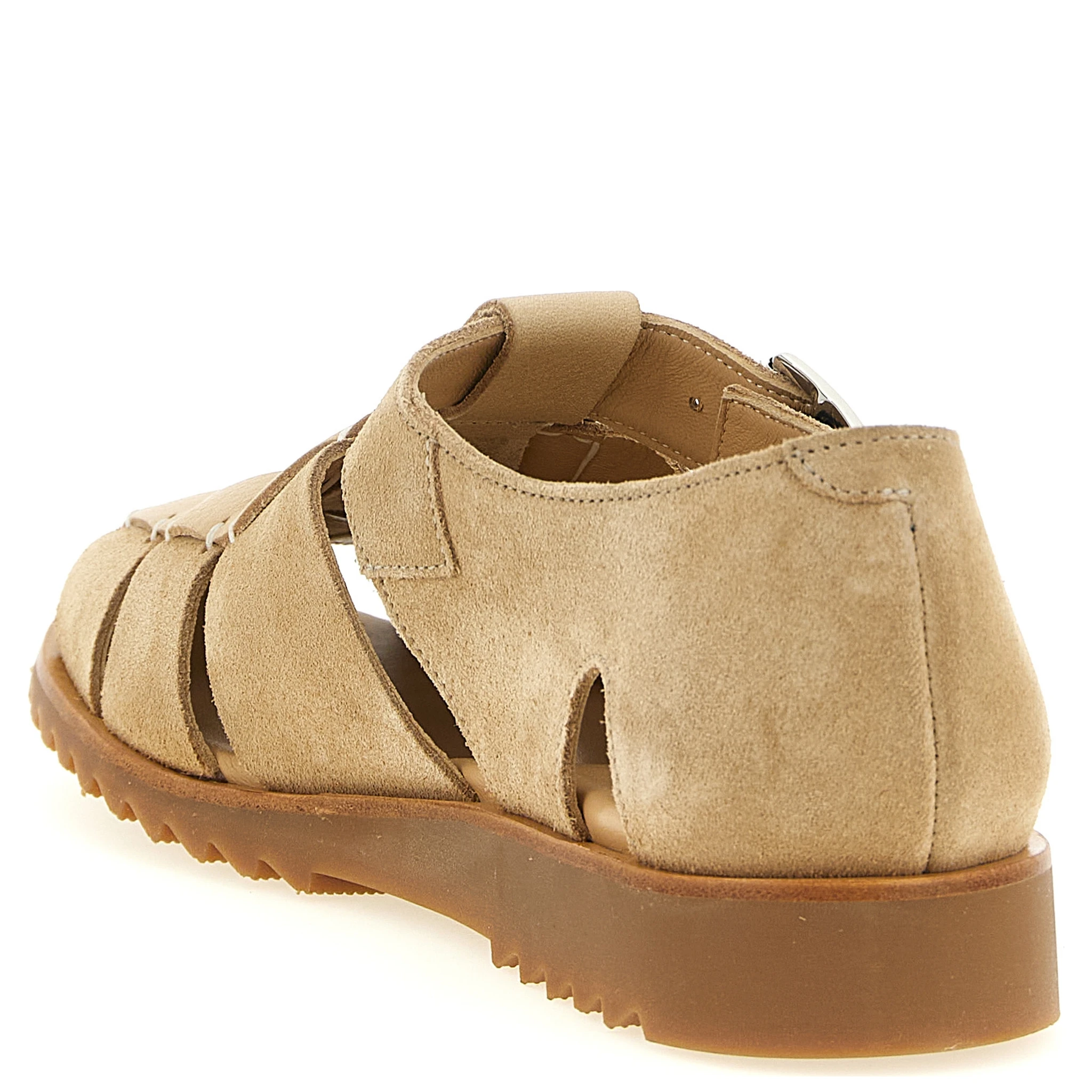 Beige Calfskin Flat Sandals
