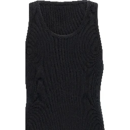 Black Cotton Sleeveles T-Shirt