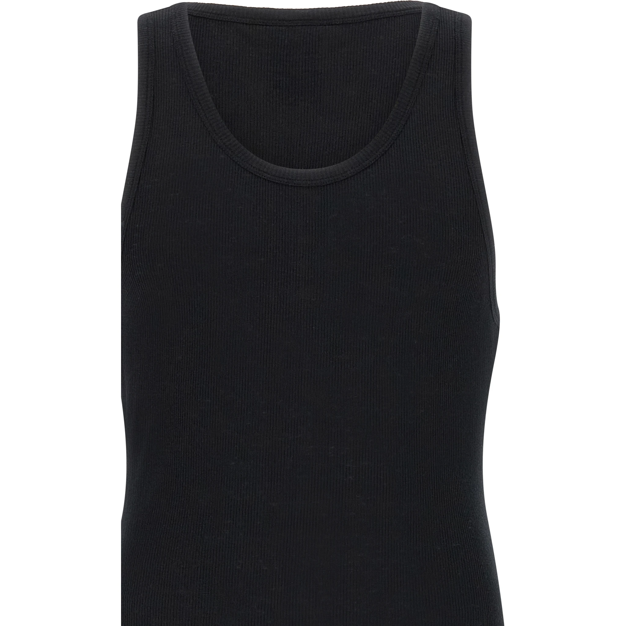 Black Cotton Sleeveles T-Shirt