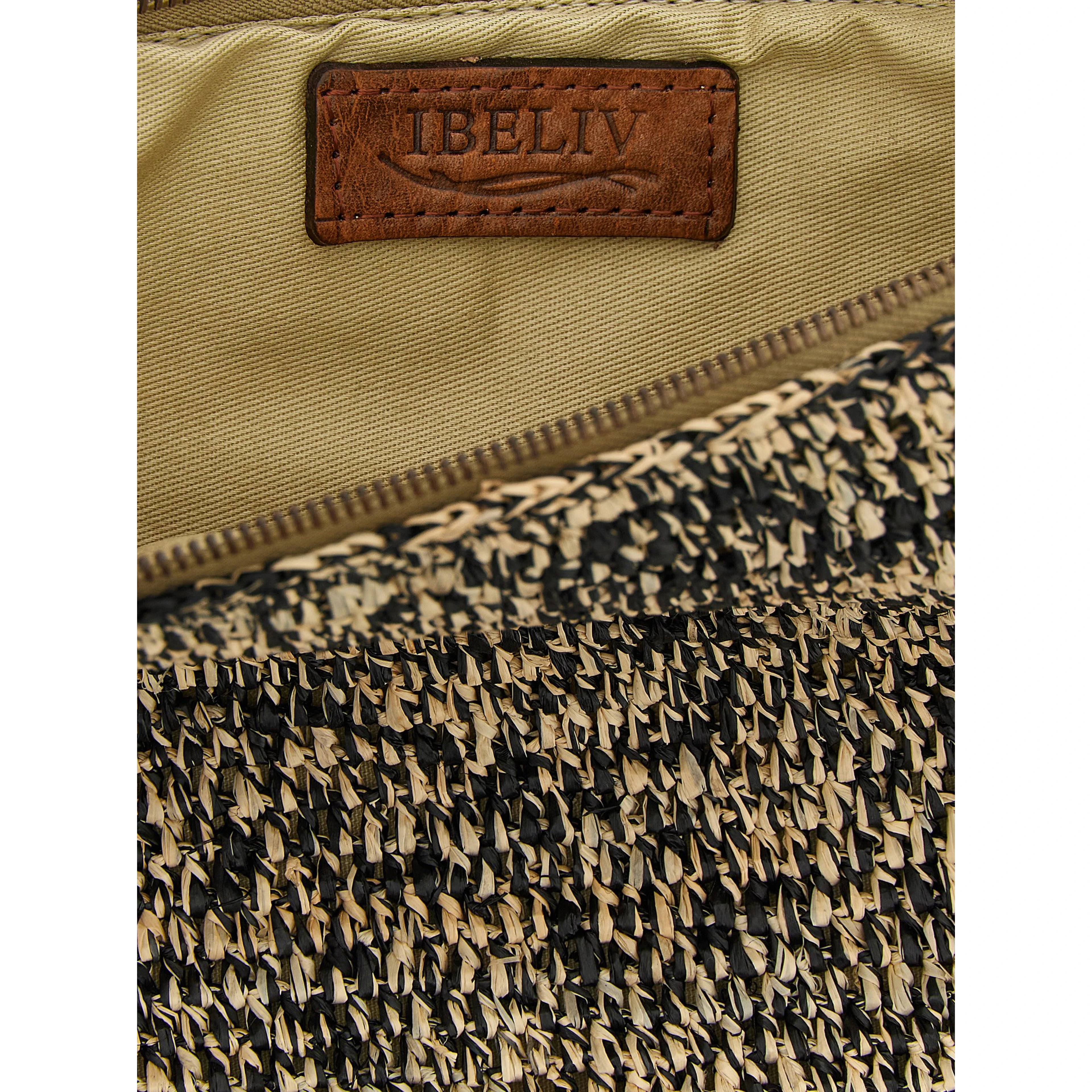 Bicolor Raffia Clutch Bag