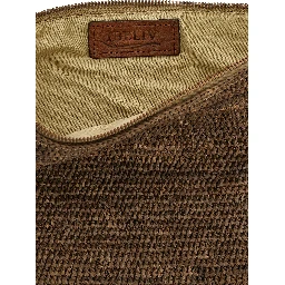 Brown Raffia Clutch Bag