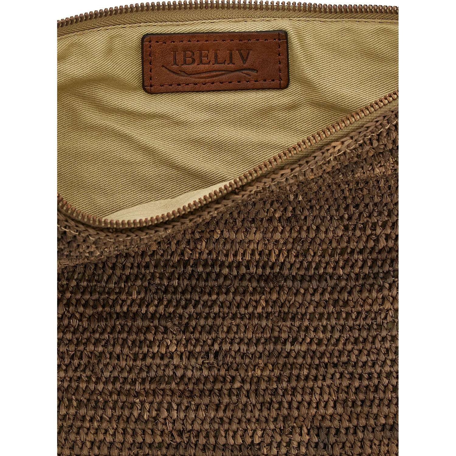 Brown Raffia Clutch Bag