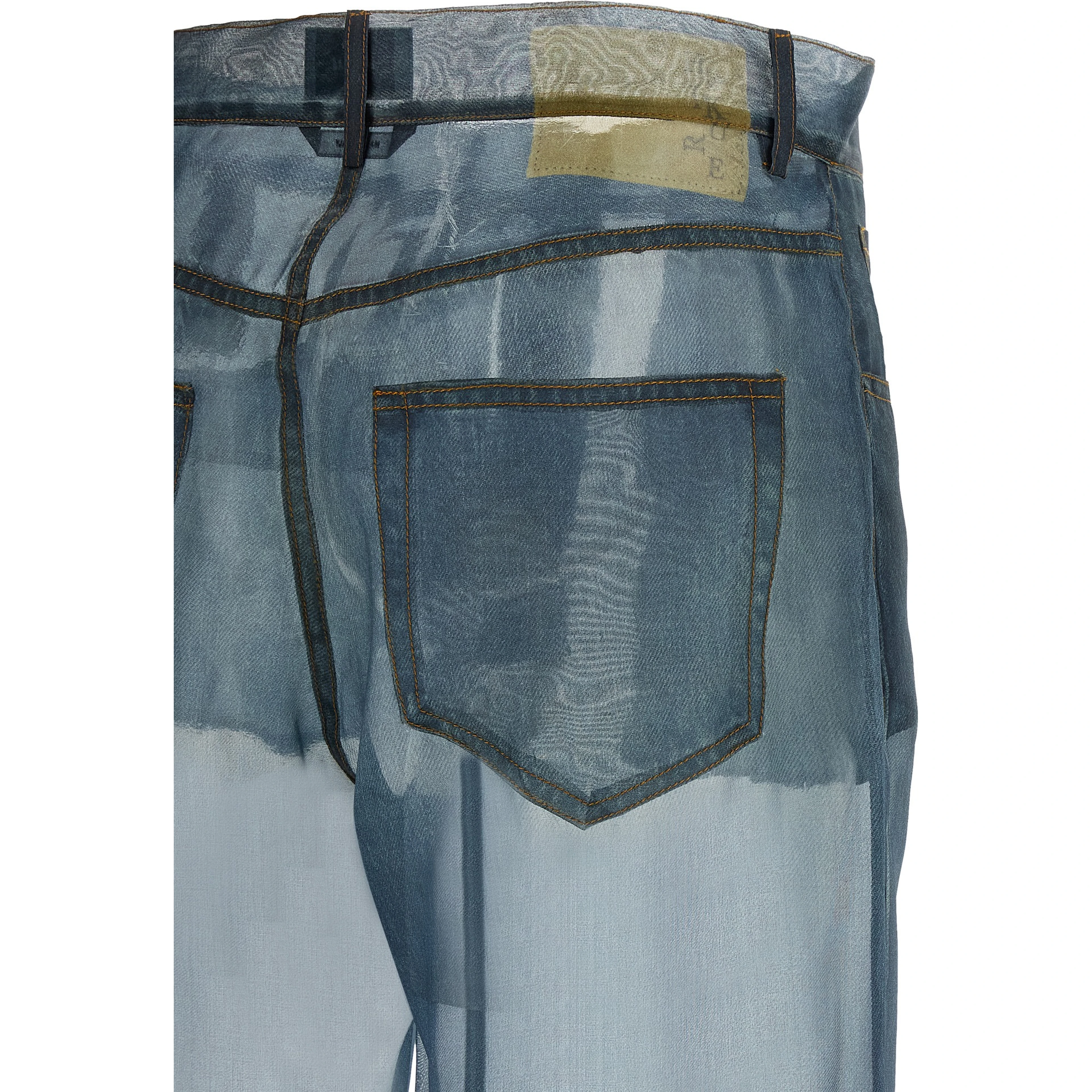 Blue Silk Casual Pants