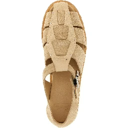 Beige Calfskin Flat Sandals