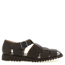 Brown Calfskin Flat Sandals