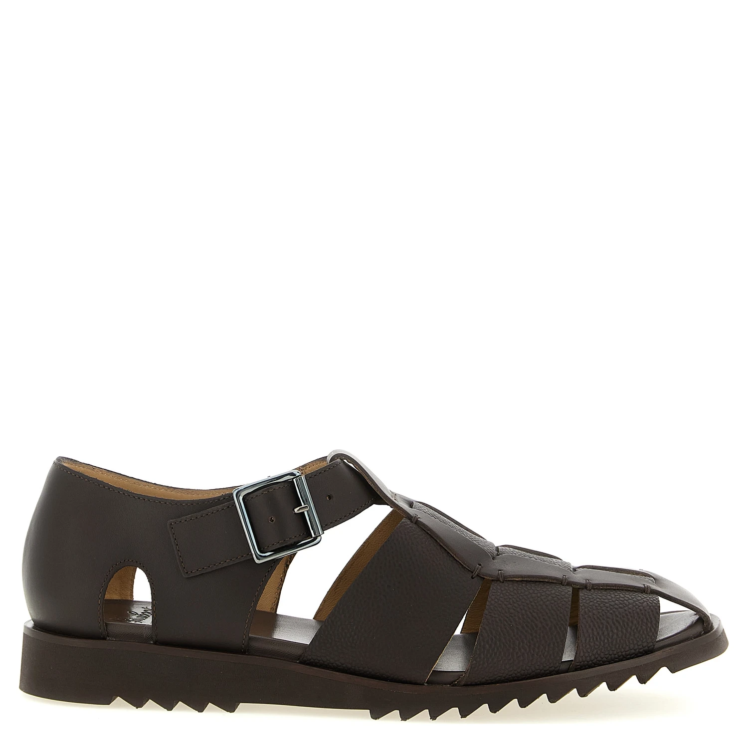 Brown Calfskin Flat Sandals