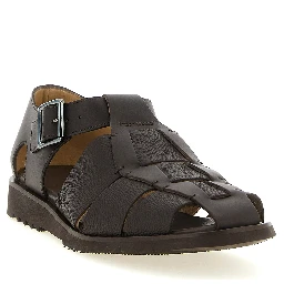 Brown Calfskin Flat Sandals
