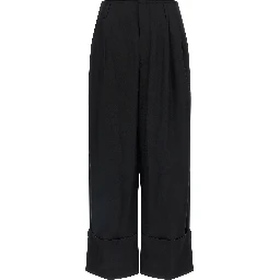 Black Viscose Casual Pants