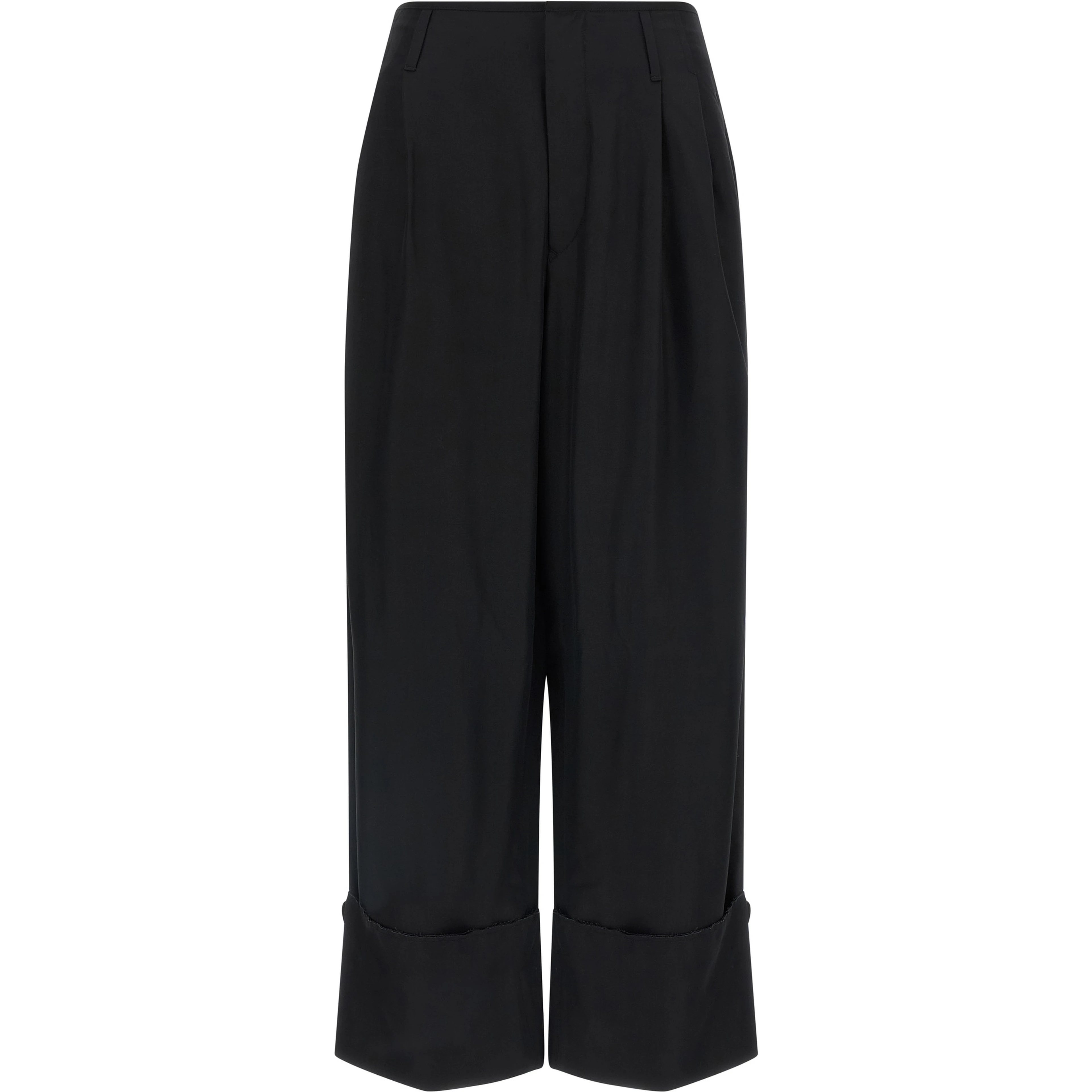 Black Viscose Casual Pants