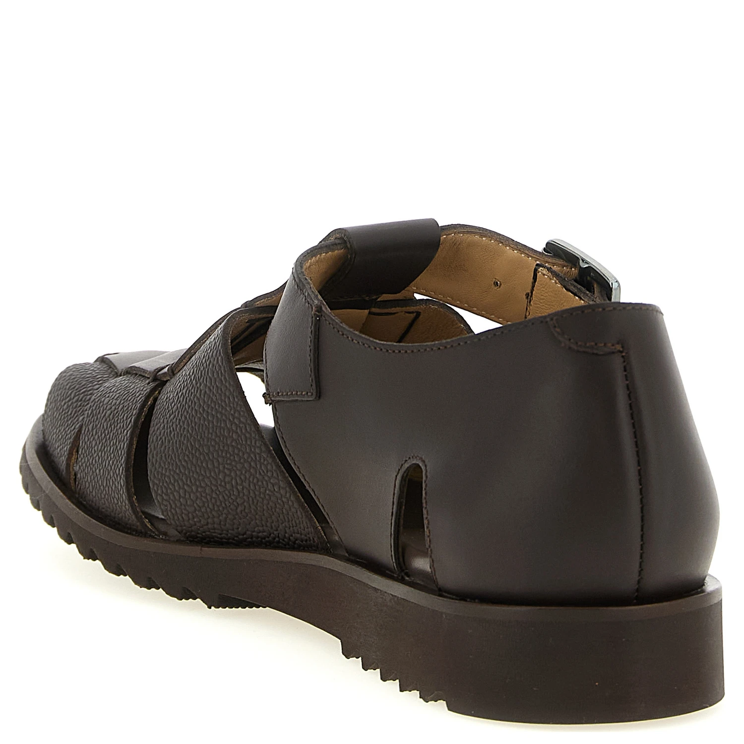 Brown Calfskin Flat Sandals