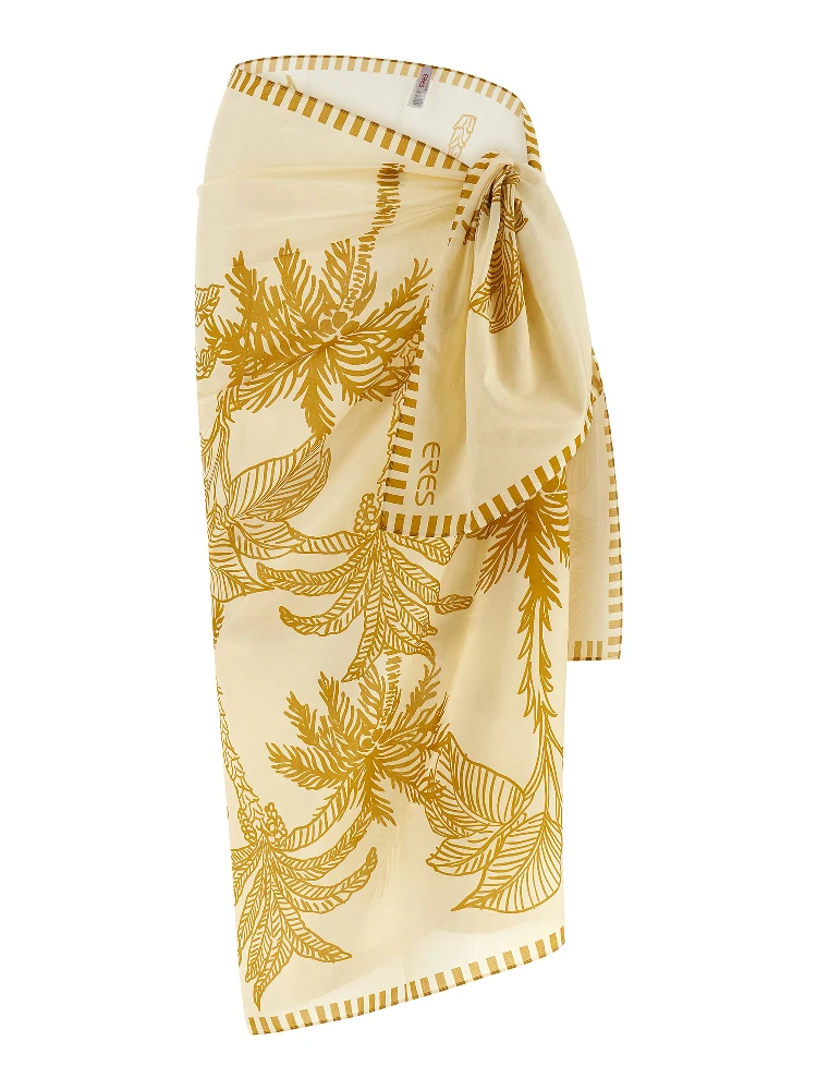 Beige Cotton Midi Skirt