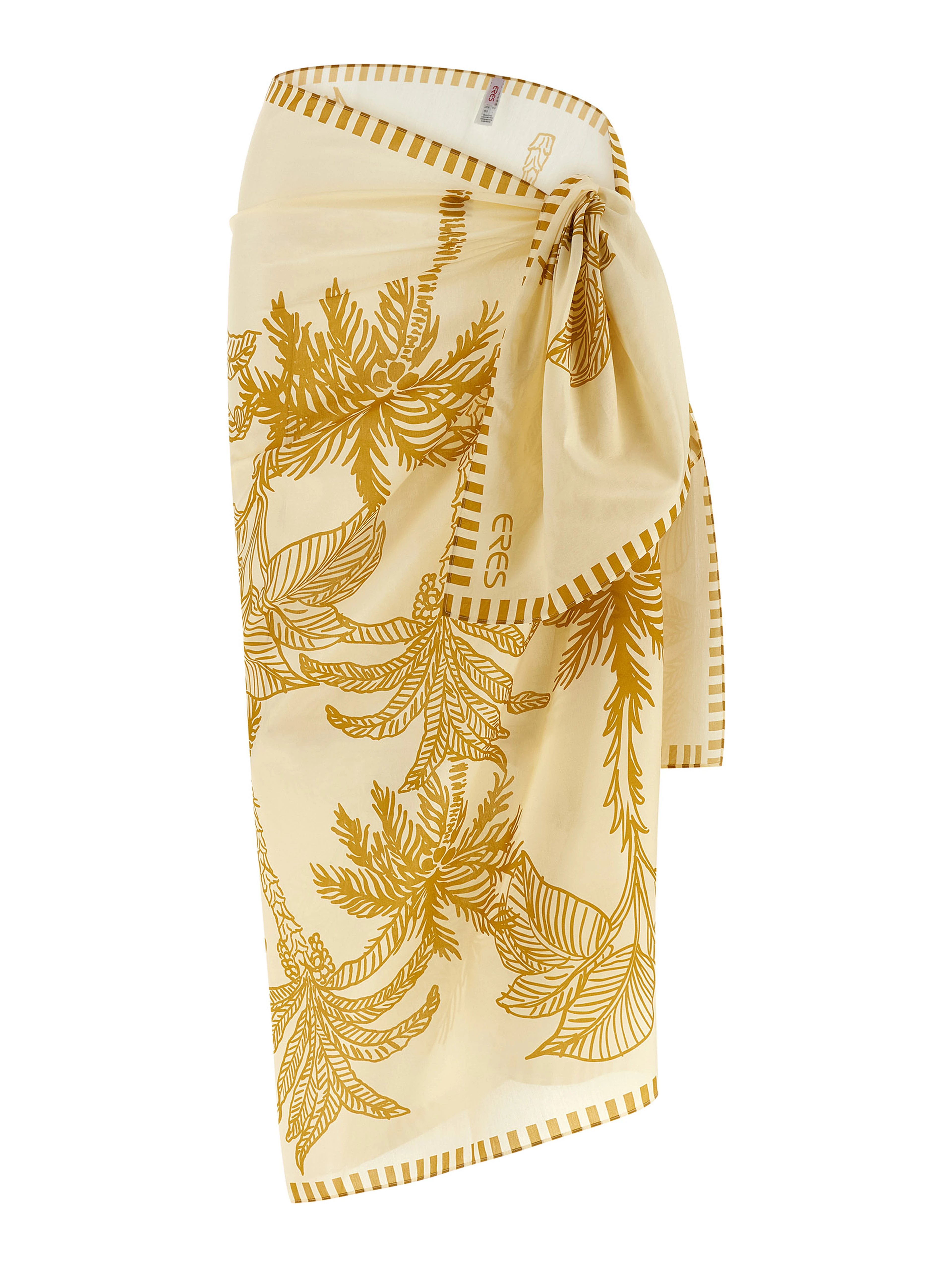 Beige Cotton Midi Skirt