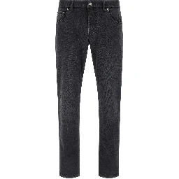 Black Cotton Straight-Leg Jeans