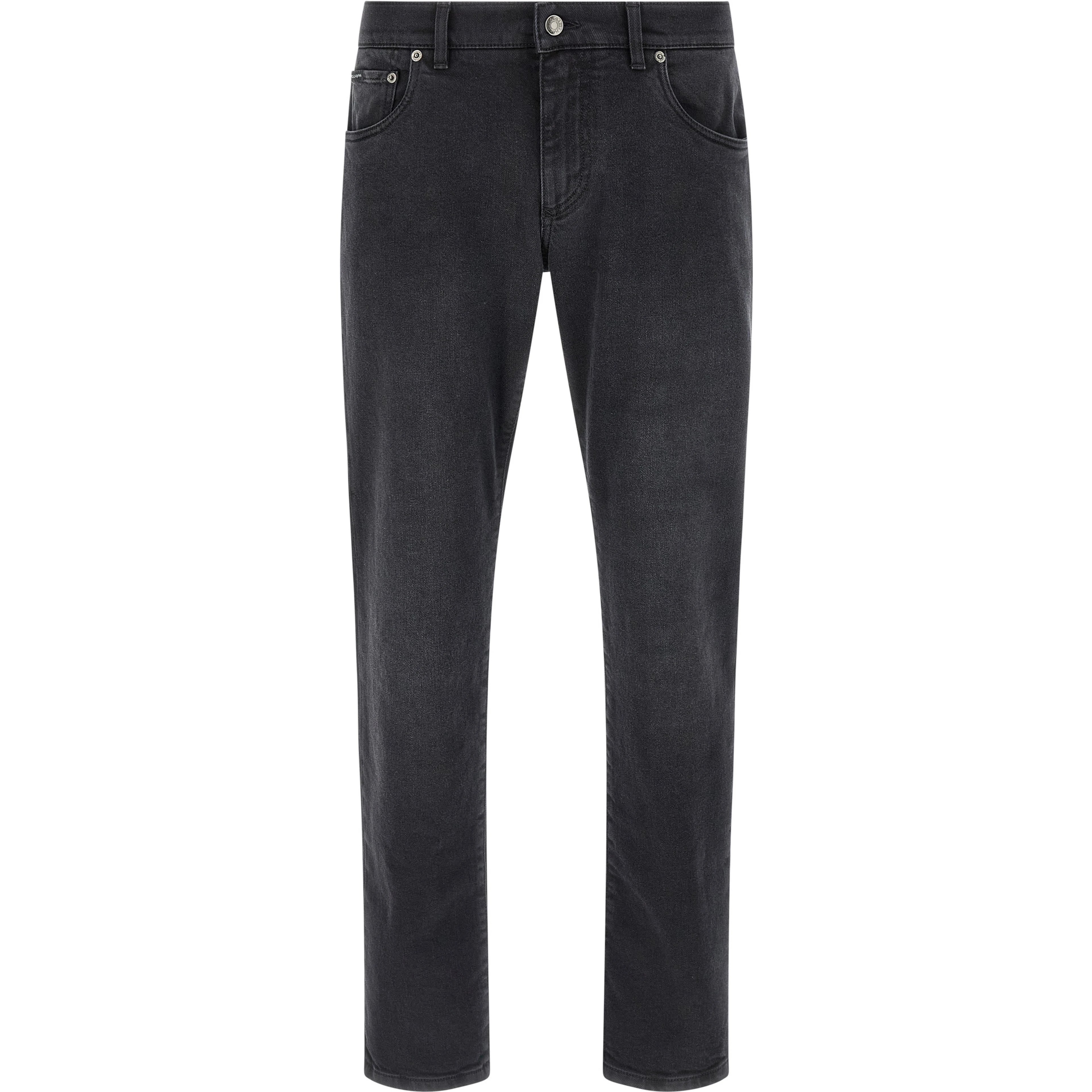 Black Cotton Straight-Leg Jeans