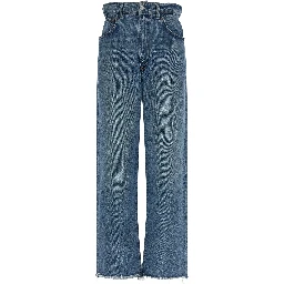 Blue Cotton Straight-Leg Jeans