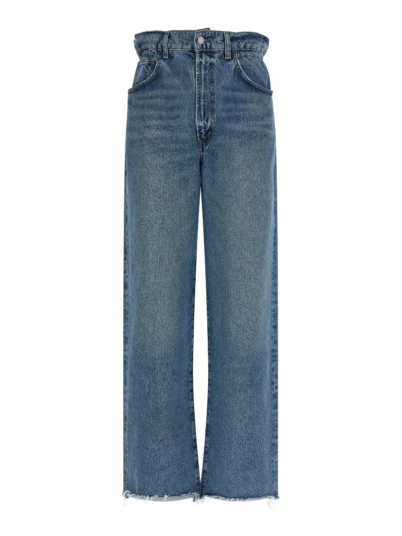 Blue Cotton Straight-Leg Jeans