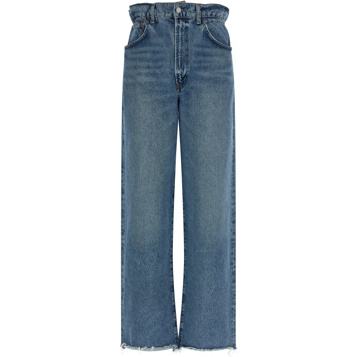 Blue Cotton Straight-Leg Jeans