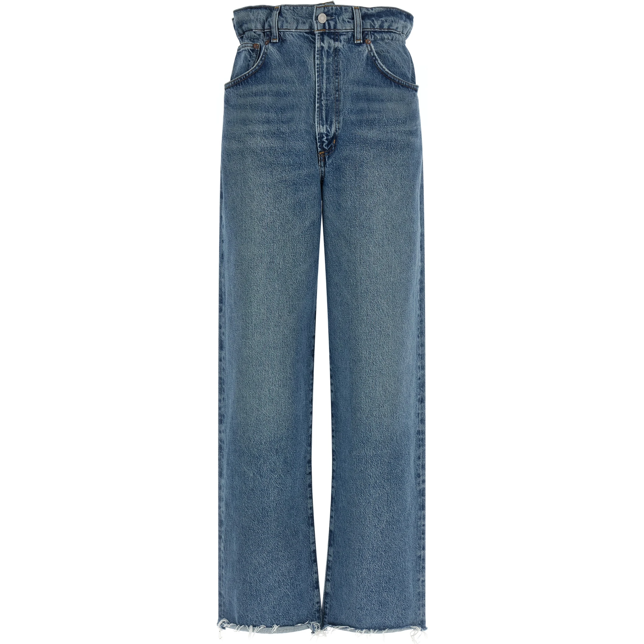 Blue Cotton Straight-Leg Jeans