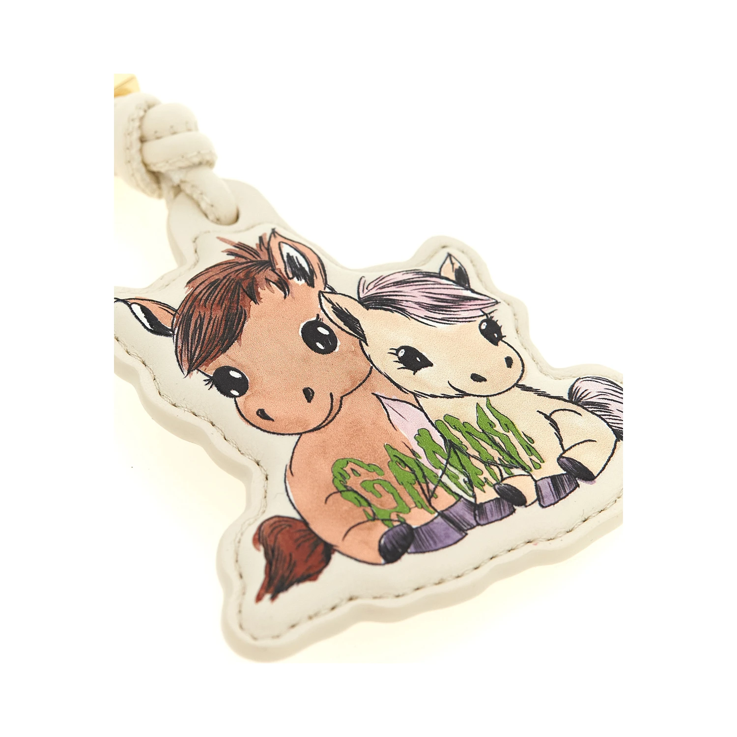 Beige Leather Keychain