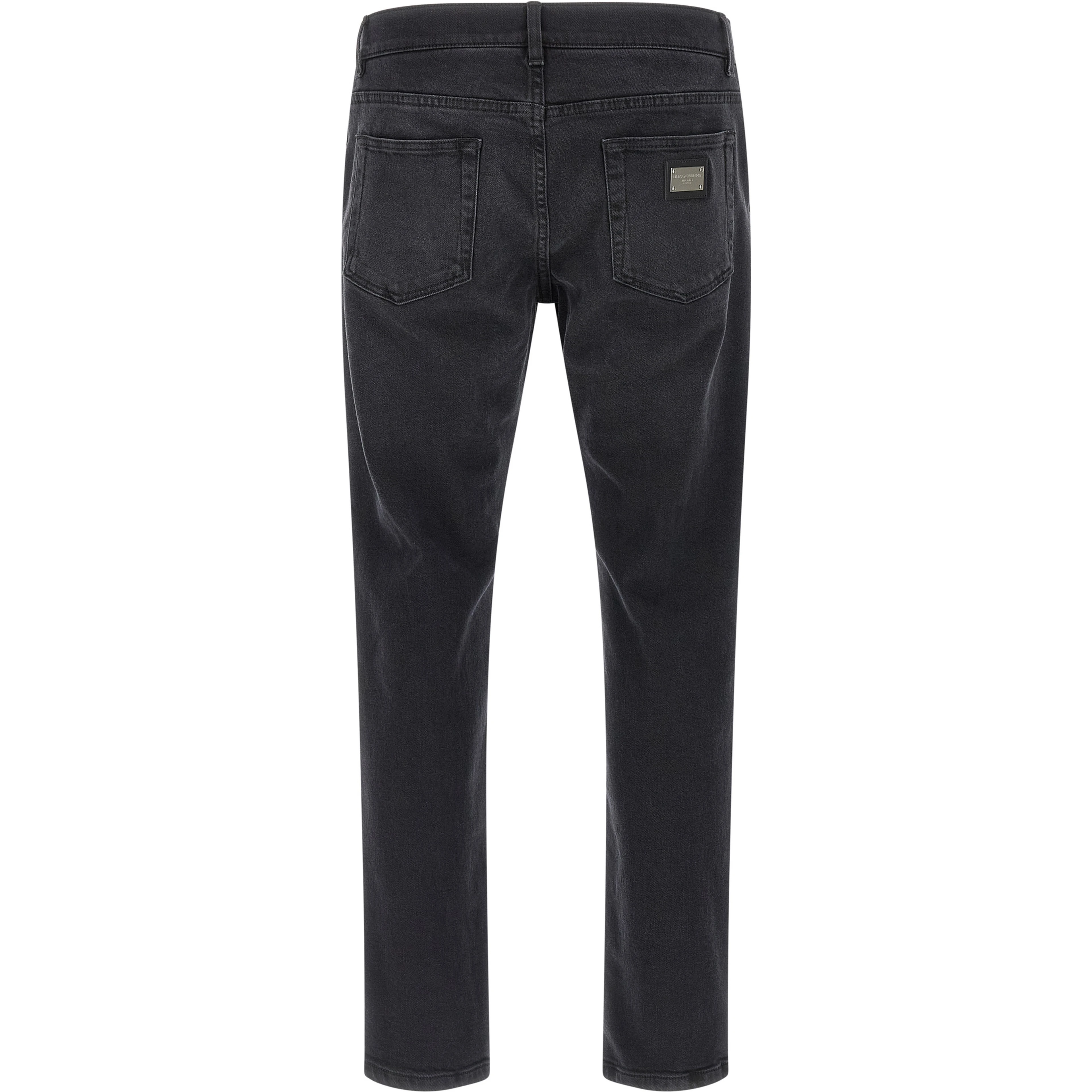 Black Cotton Straight-Leg Jeans