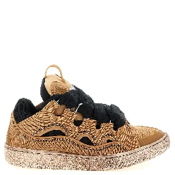 Brown Cotton Chunky Sneakers