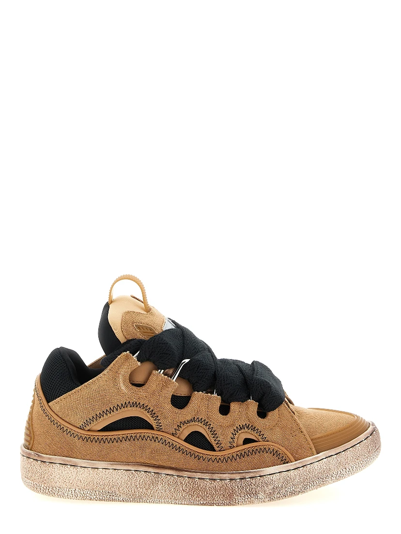 Brown Cotton Chunky Sneakers