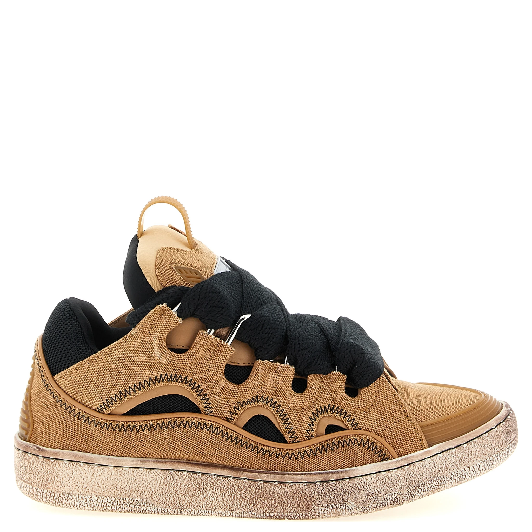 Brown Cotton Chunky Sneakers