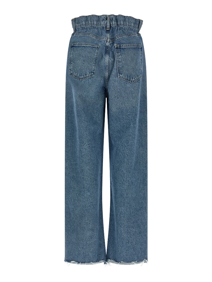 Blue Cotton Straight-Leg Jeans