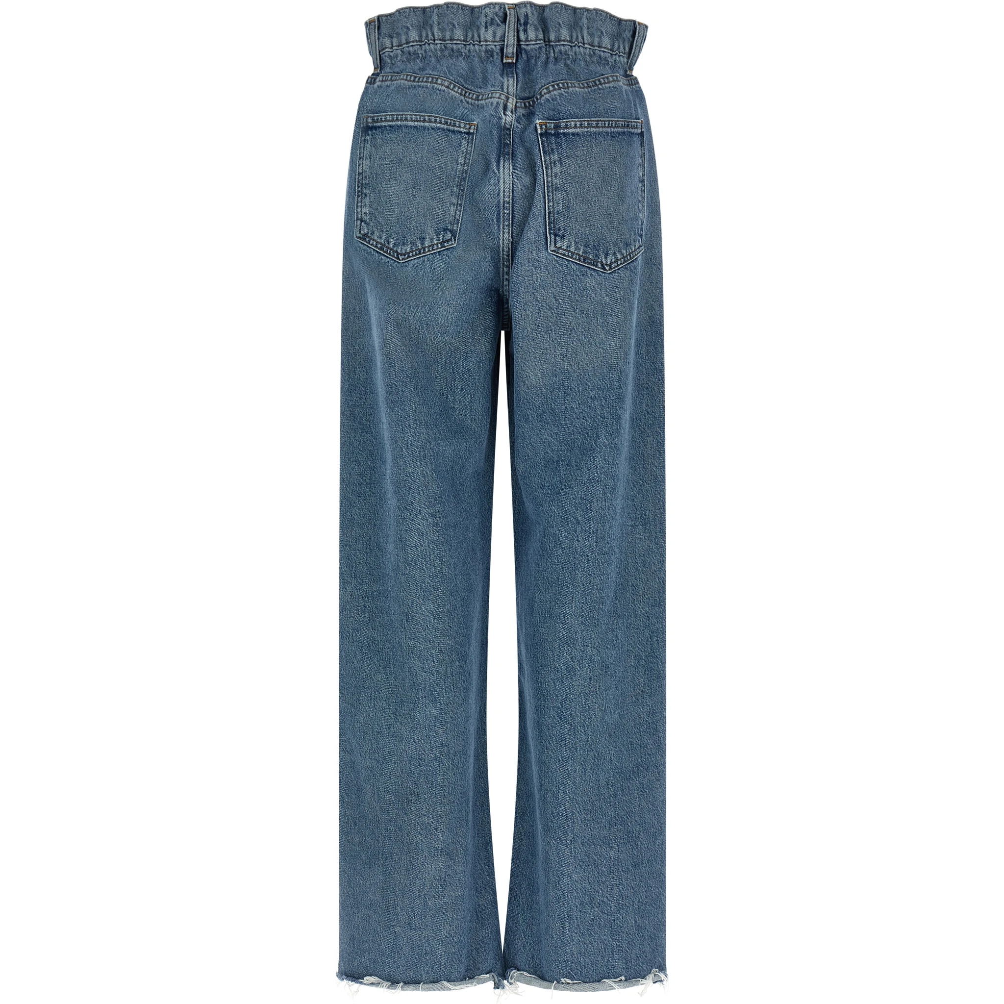 Blue Cotton Straight-Leg Jeans