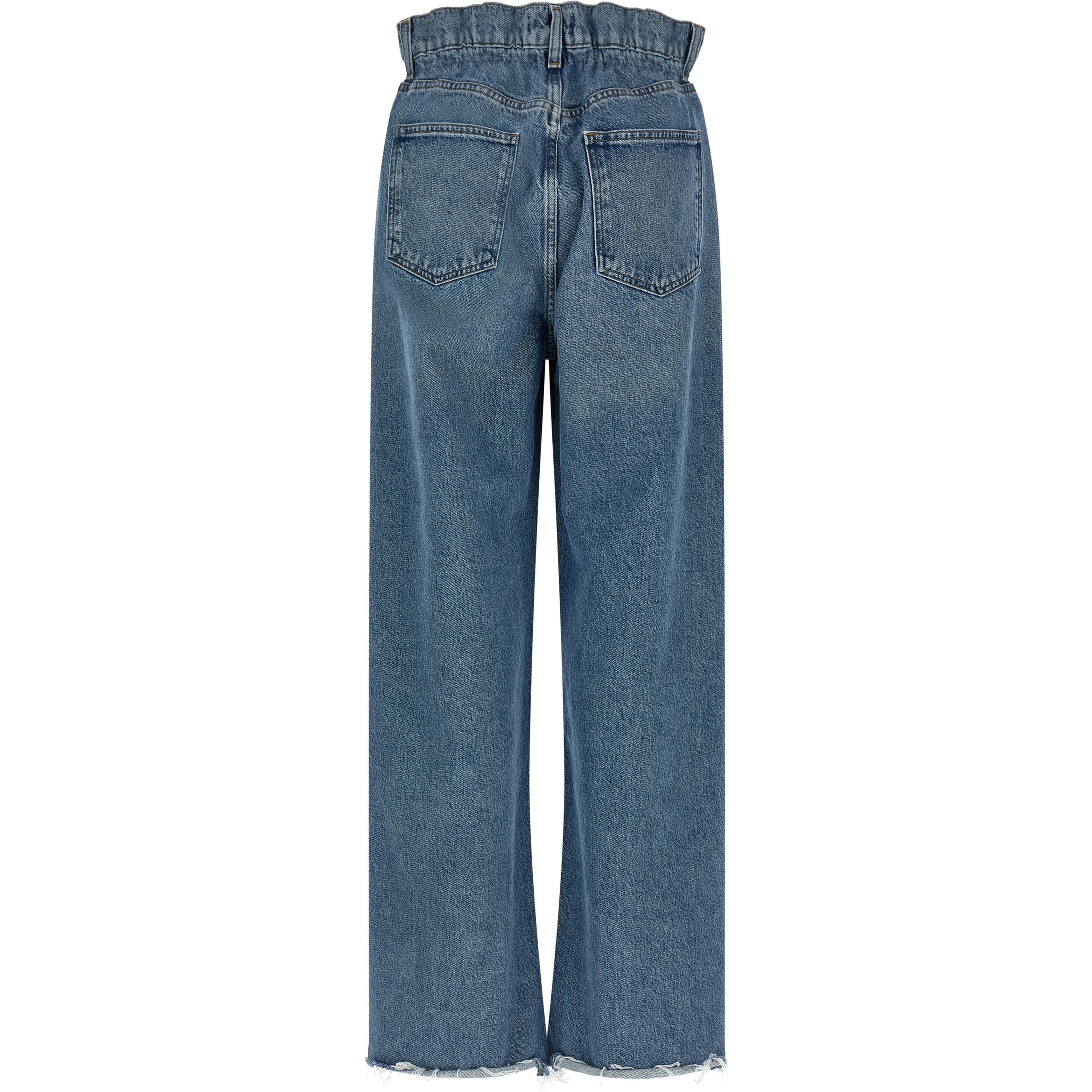 Blue Cotton Straight-Leg Jeans