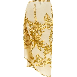 Beige Cotton Midi Skirt