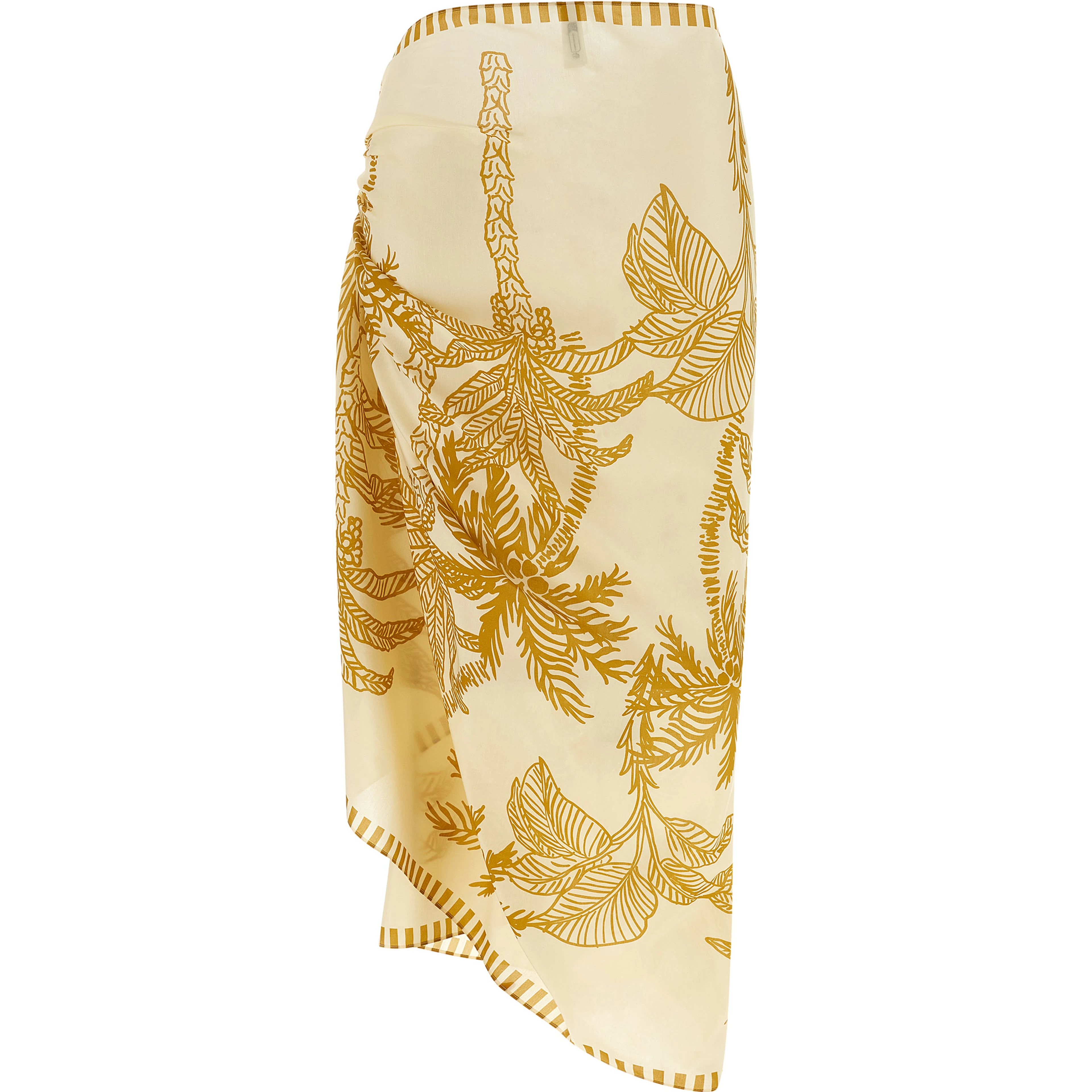 Beige Cotton Midi Skirt
