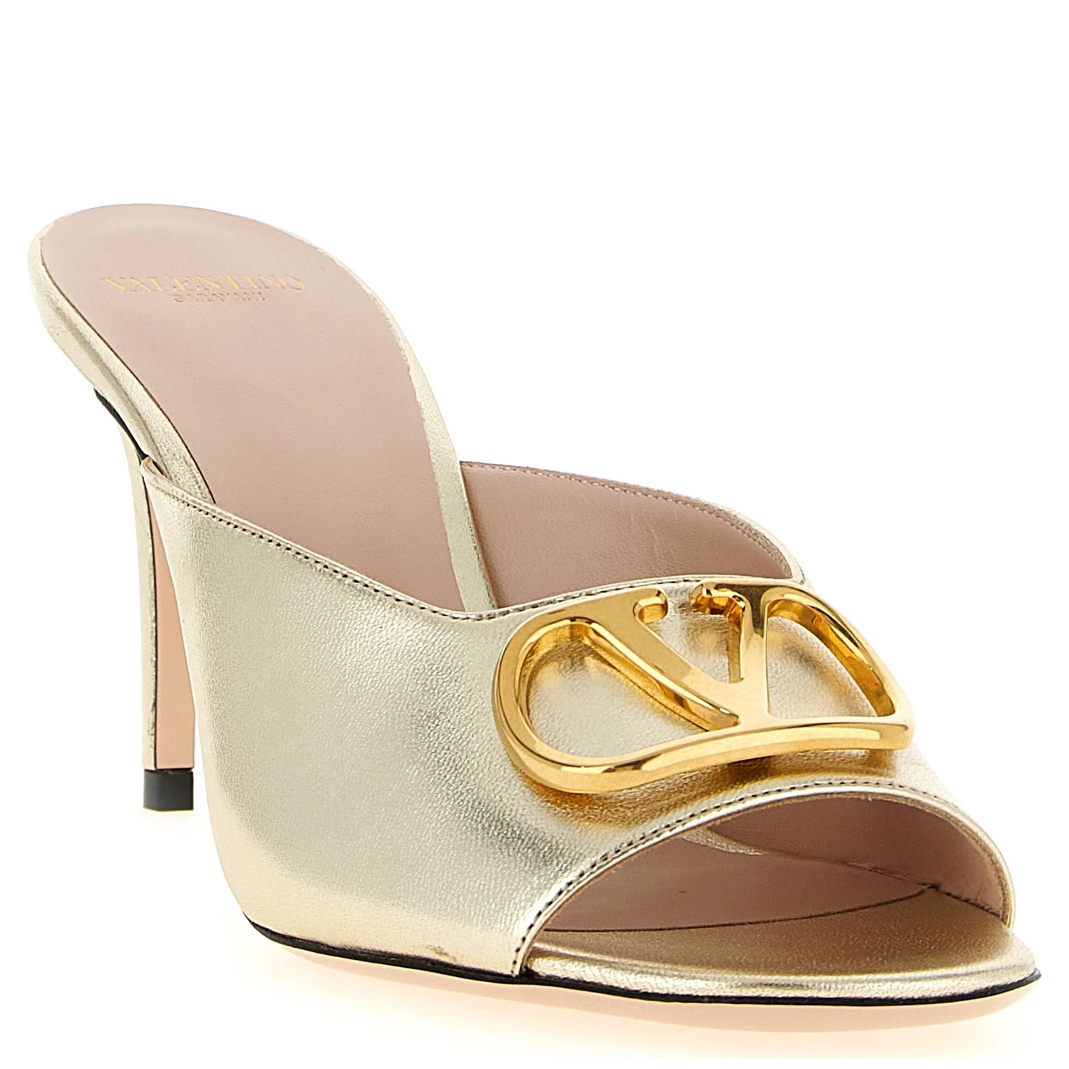 Gold Goatskin Stiletto Heel Sandals