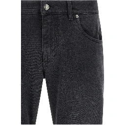 Black Cotton Straight-Leg Jeans